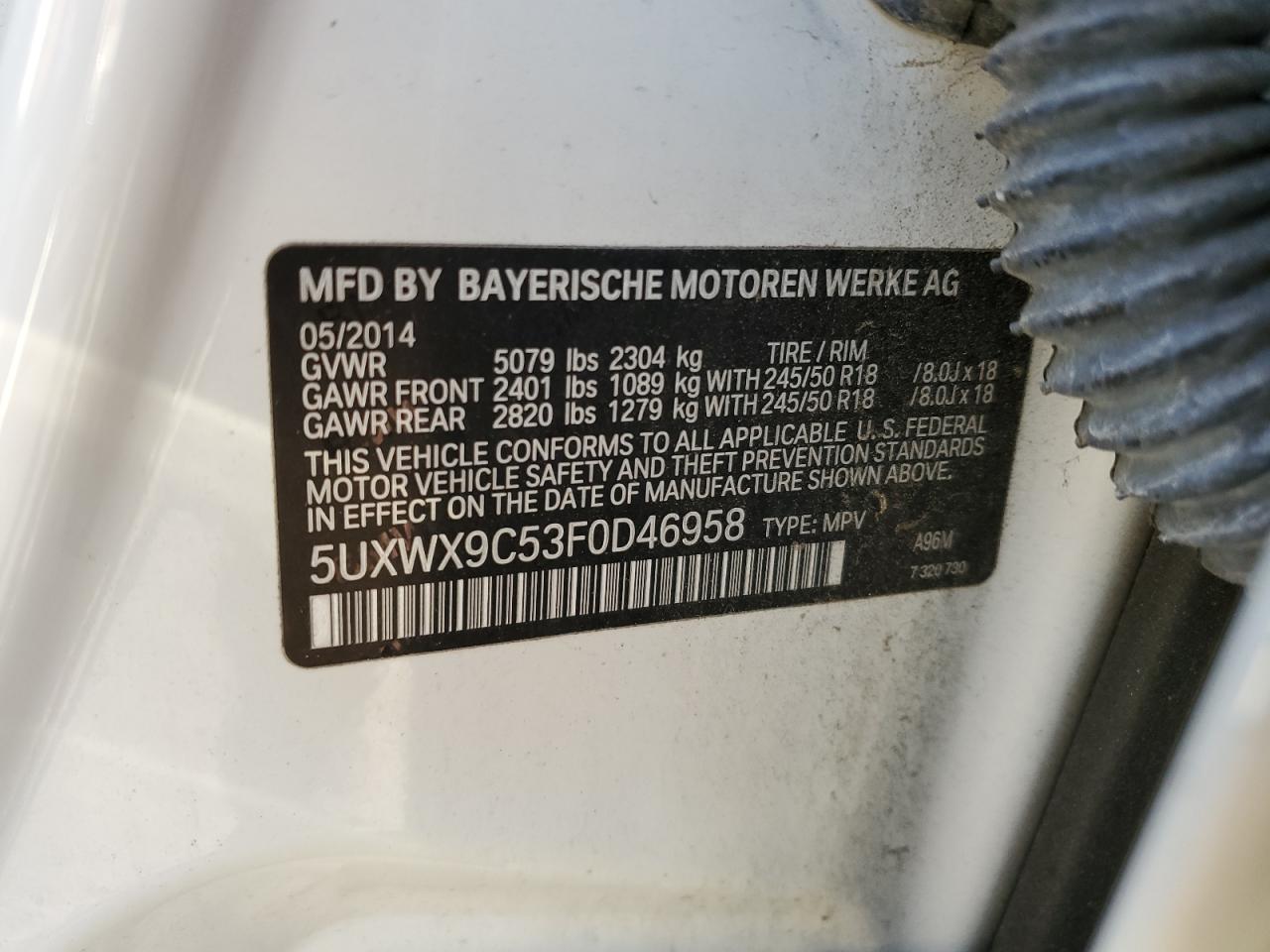 5UXWX9C53F0D46958 2015 BMW X3 xDrive28I