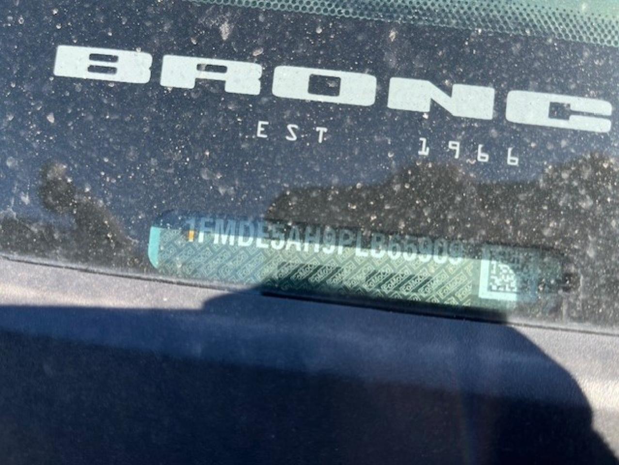 2023 Ford Bronco Base VIN: 1FMDE5AH9PLB65909 Lot: 61688384