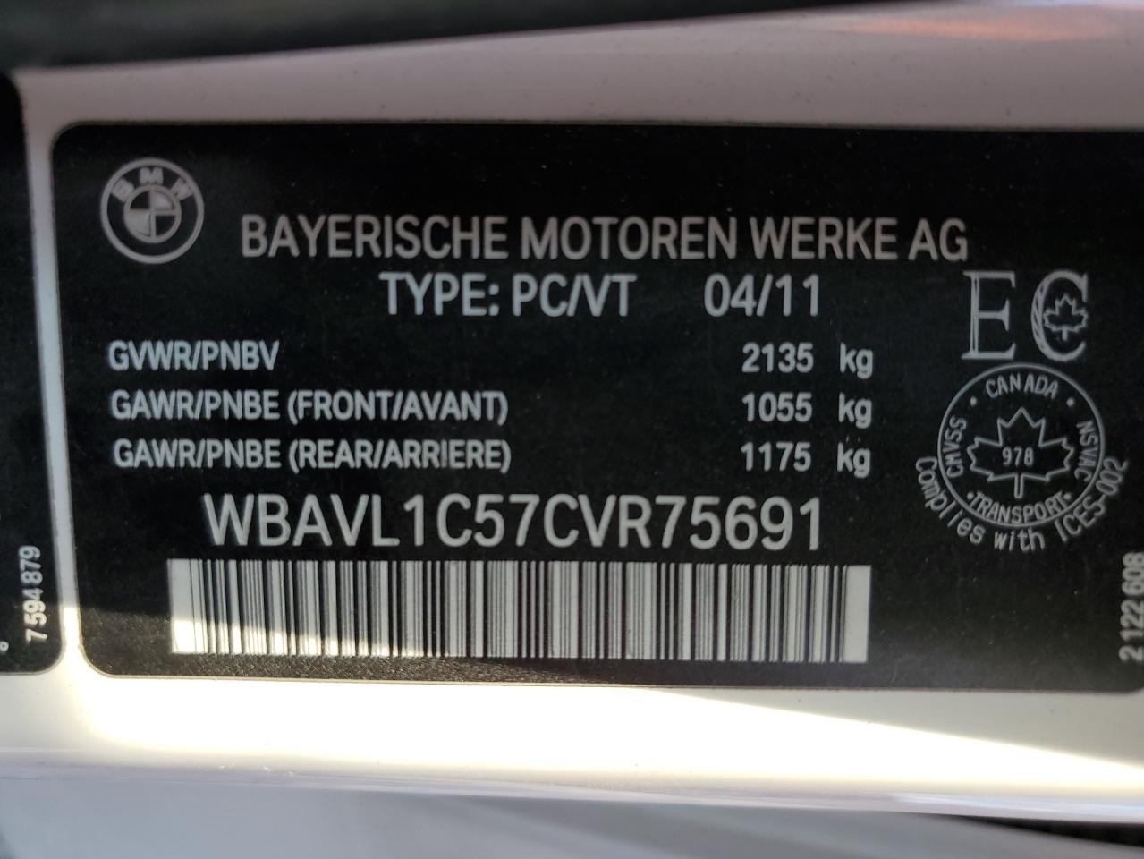 WBAVL1C57CVR75691 2012 BMW X1 xDrive28I