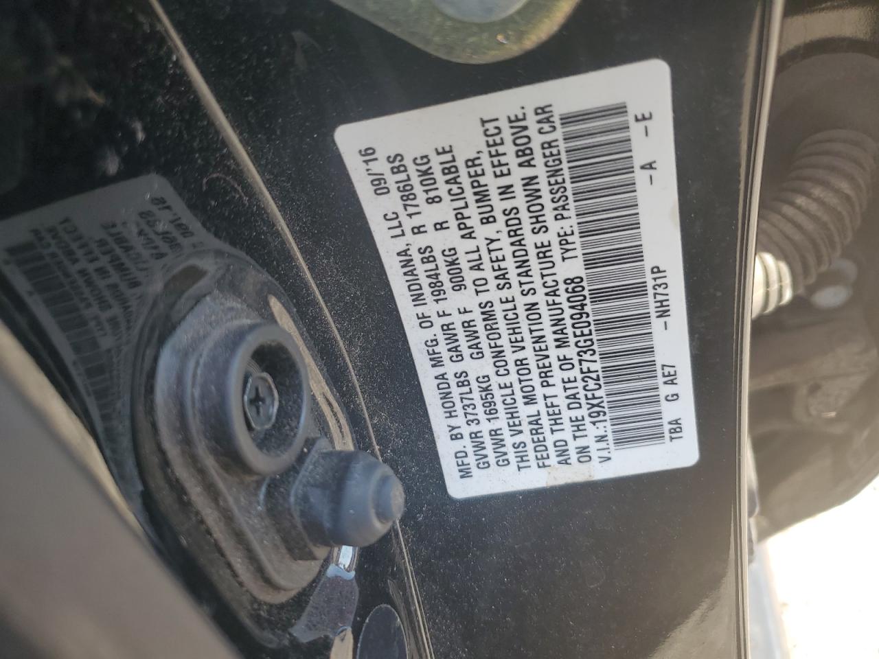 19XFC2F73GE094068 2016 Honda Civic Ex