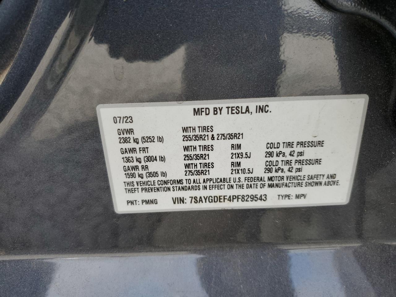 7SAYGDEF4PF829543 2023 Tesla Model Y