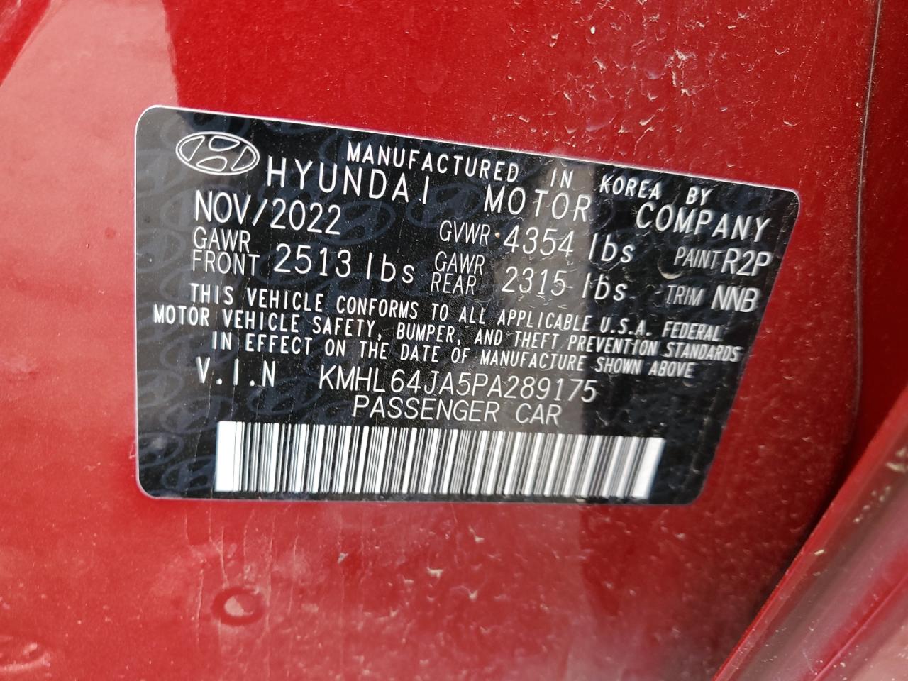 2023 Hyundai Sonata Sel VIN: KMHL64JA5PA289175 Lot: 71376024