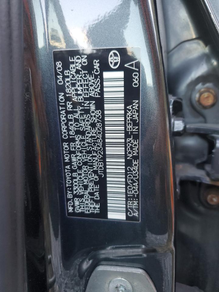 JTDBT923484028738 2008 Toyota Yaris