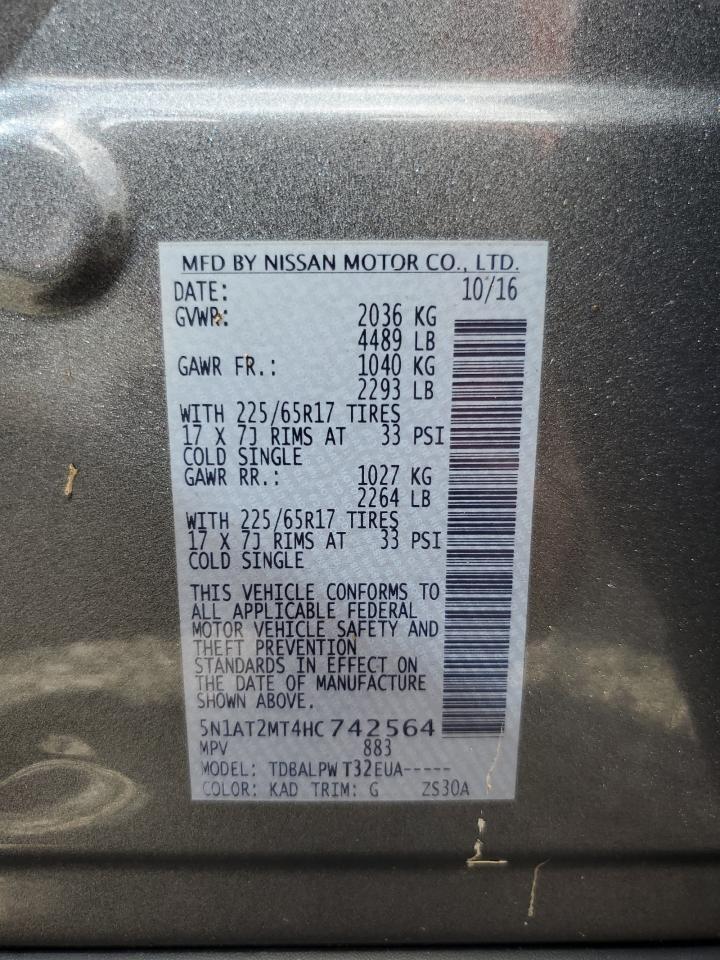 5N1AT2MT4HC742564 2017 Nissan Rogue S