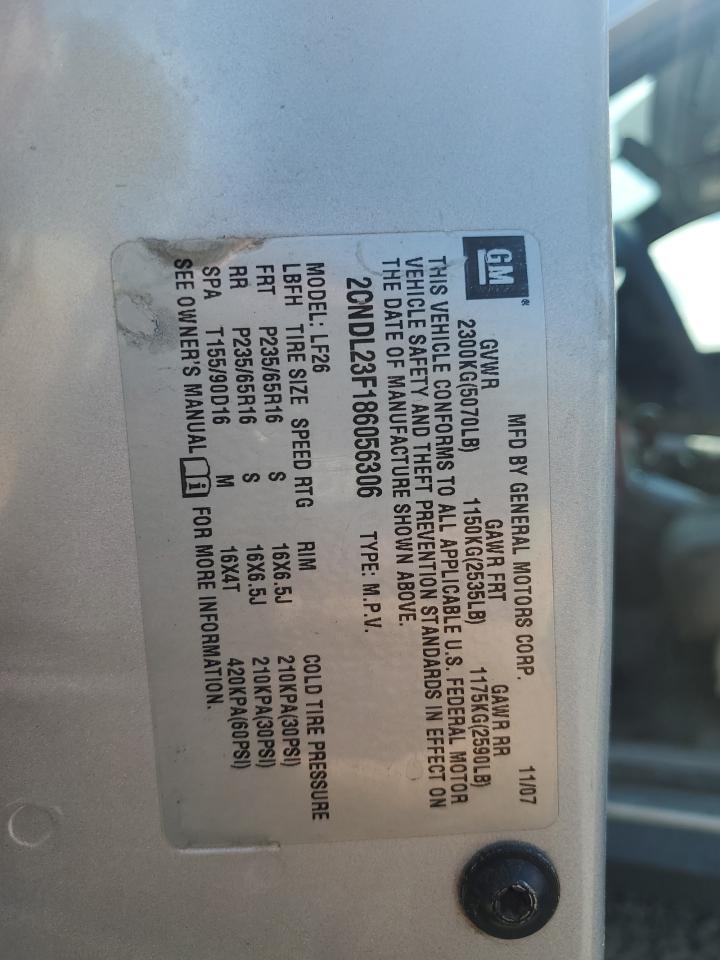 2CNDL23F186056306 2008 Chevrolet Equinox Ls