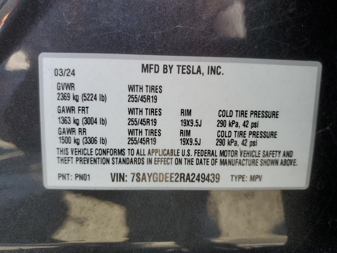 7SAYGDEE2RA249439 2024 Tesla Model Y