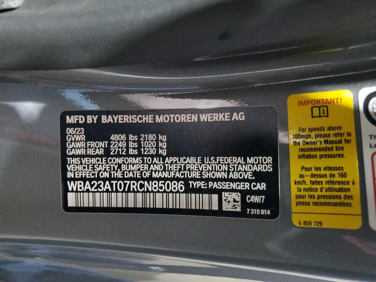 WBA23AT07RCN85086 2024 BMW 430I