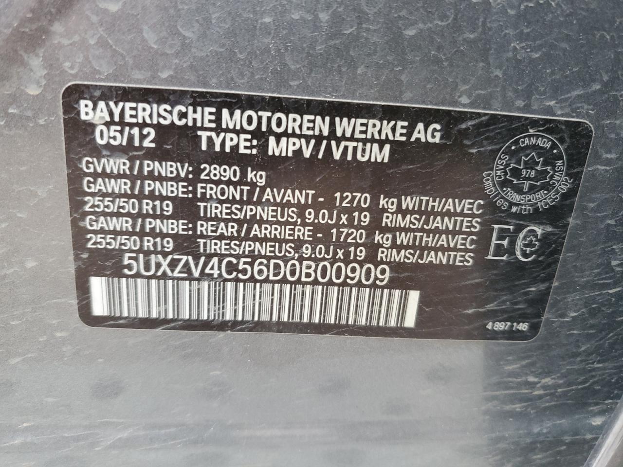 5UXZV4C56D0B00909 2013 BMW X5 xDrive35I