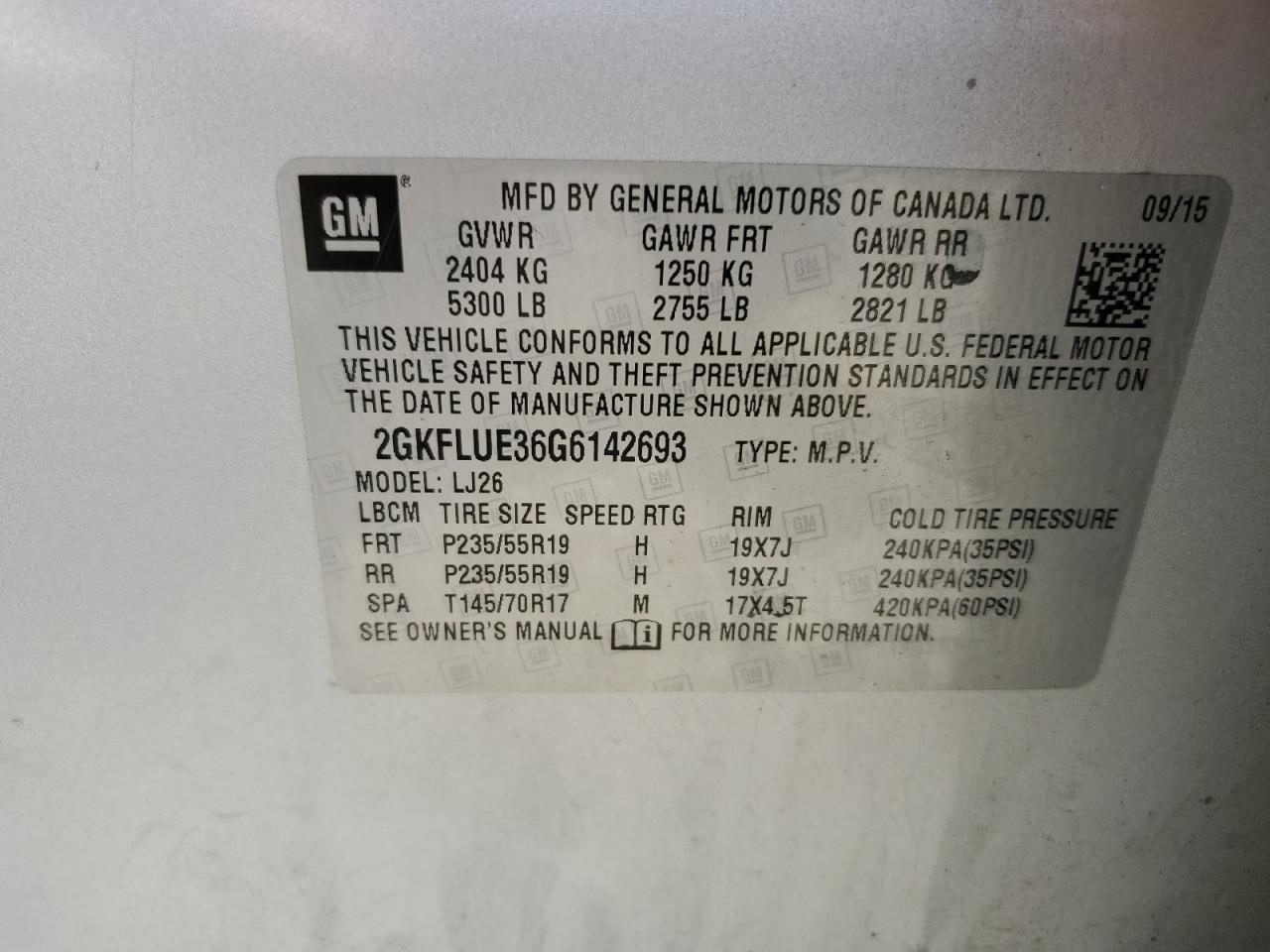 2GKFLUE36G6142693 2016 GMC Terrain Slt