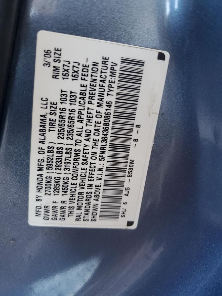 5FNRL38436B086146 2006 Honda Odyssey Ex