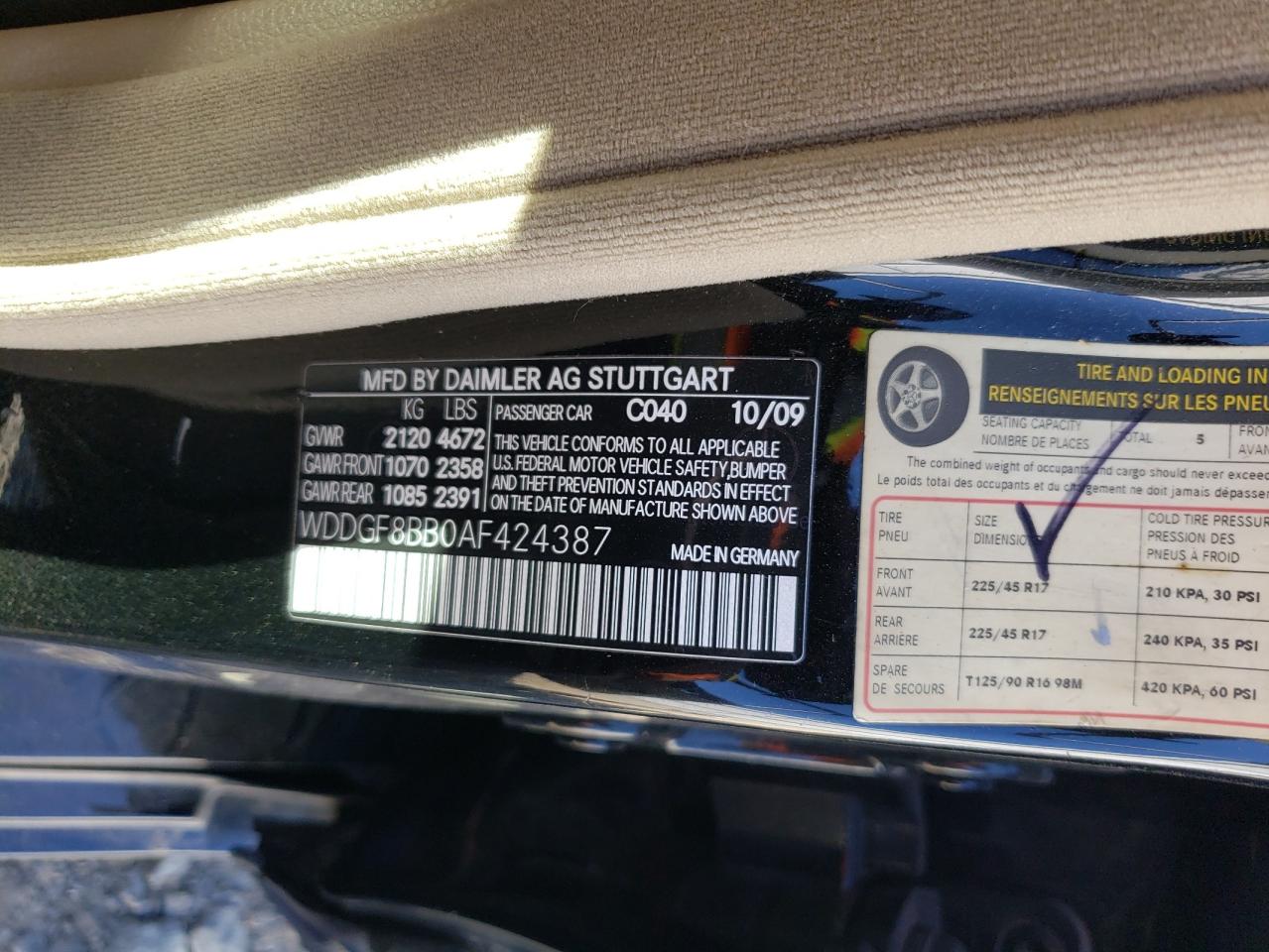 2010 Mercedes-Benz C 300 4Matic VIN: WDDGF8BB0AF424387 Lot: 73504224