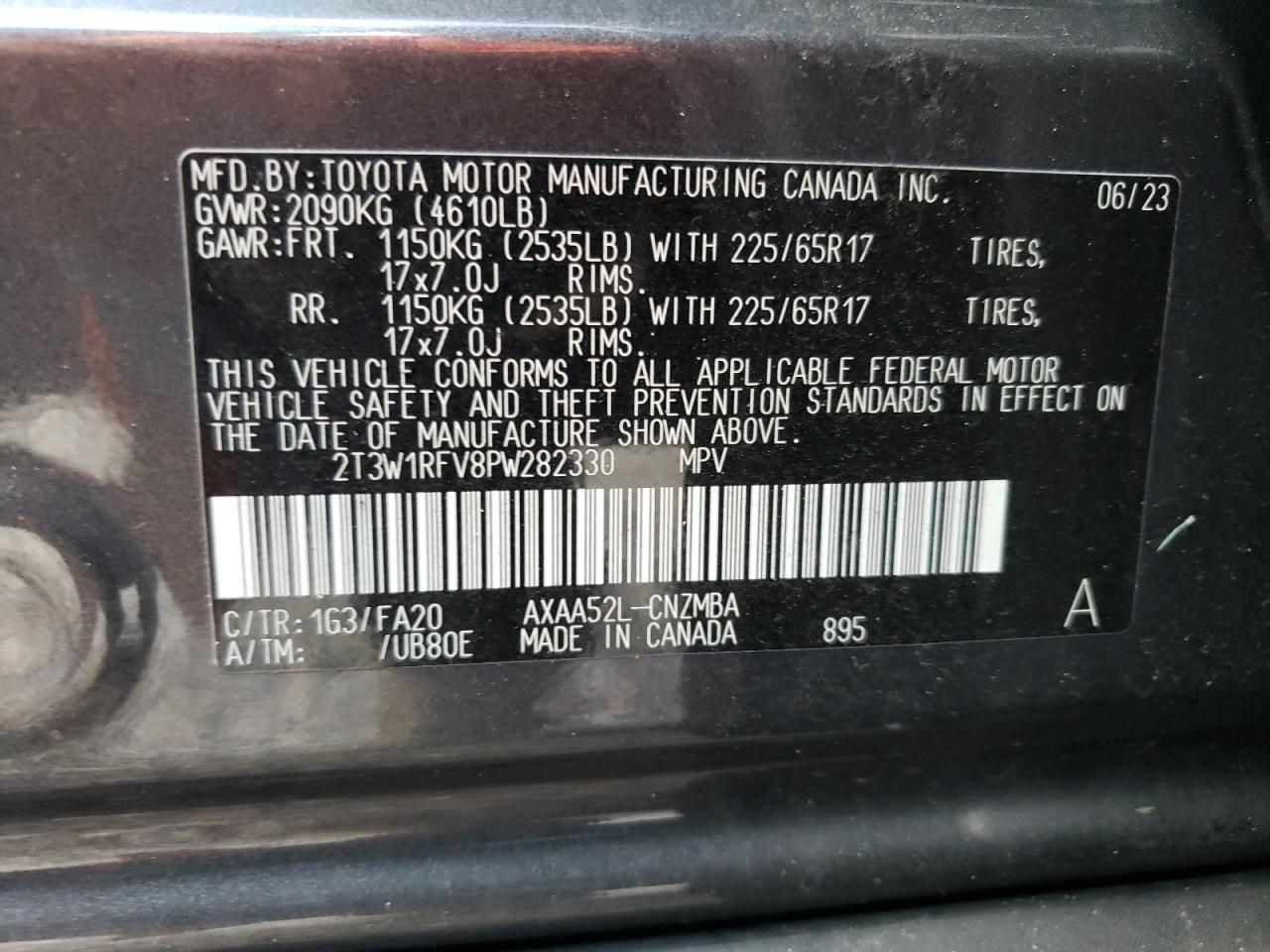 2T3W1RFV8PW282330 2023 Toyota Rav4 Xle