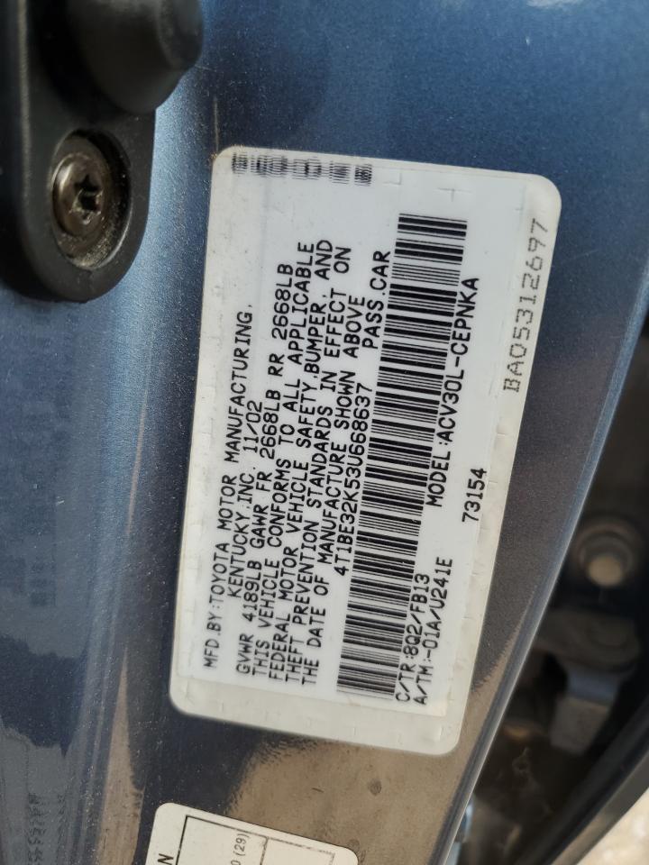 4T1BE32K53U668637 2003 Toyota Camry Le