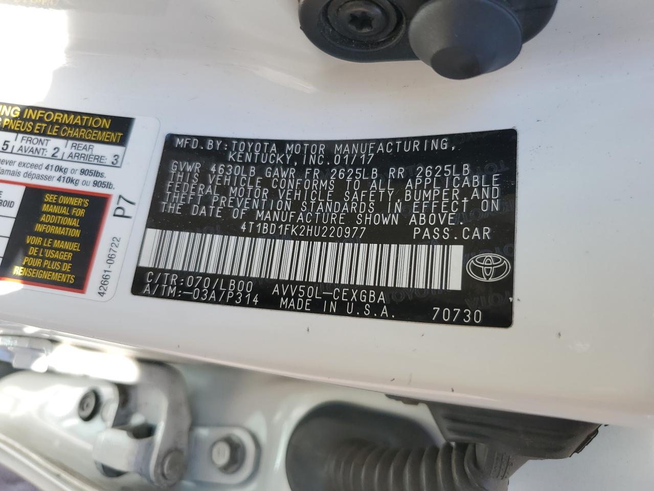 4T1BD1FK2HU220977 2017 TOYOTA CAMRY - Image 14