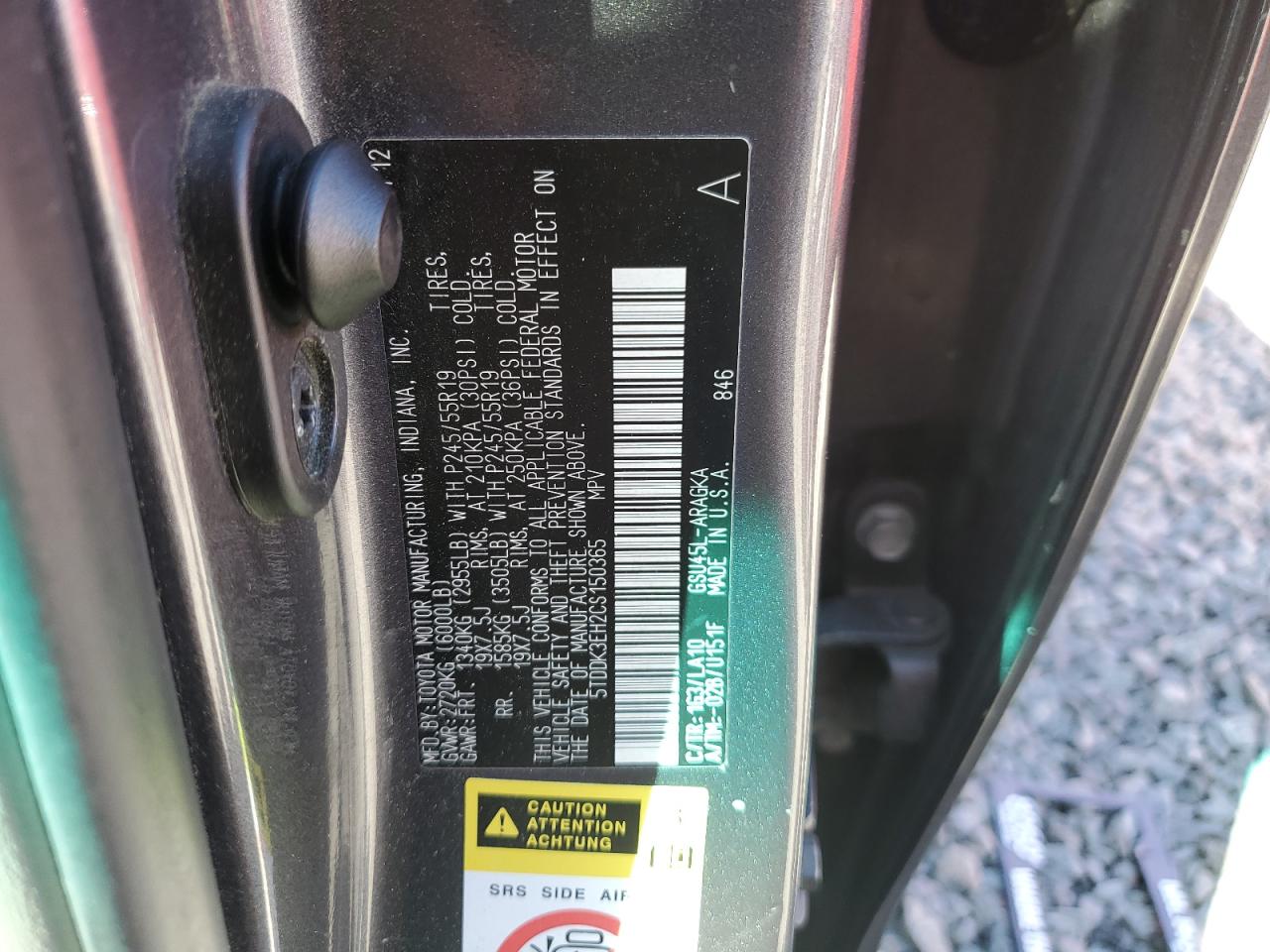 2012 Toyota Highlander Limited VIN: 5TDDK3EH2CS150365 Lot: 72453904