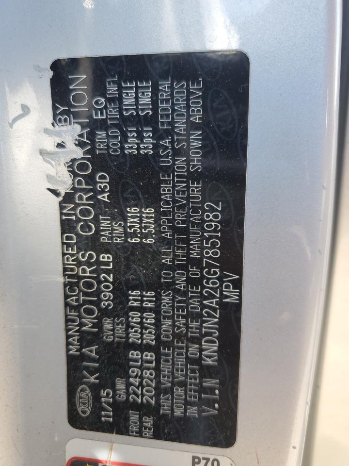 2016 Kia Soul VIN: KNDJN2A26G7851982 Lot: 73564484