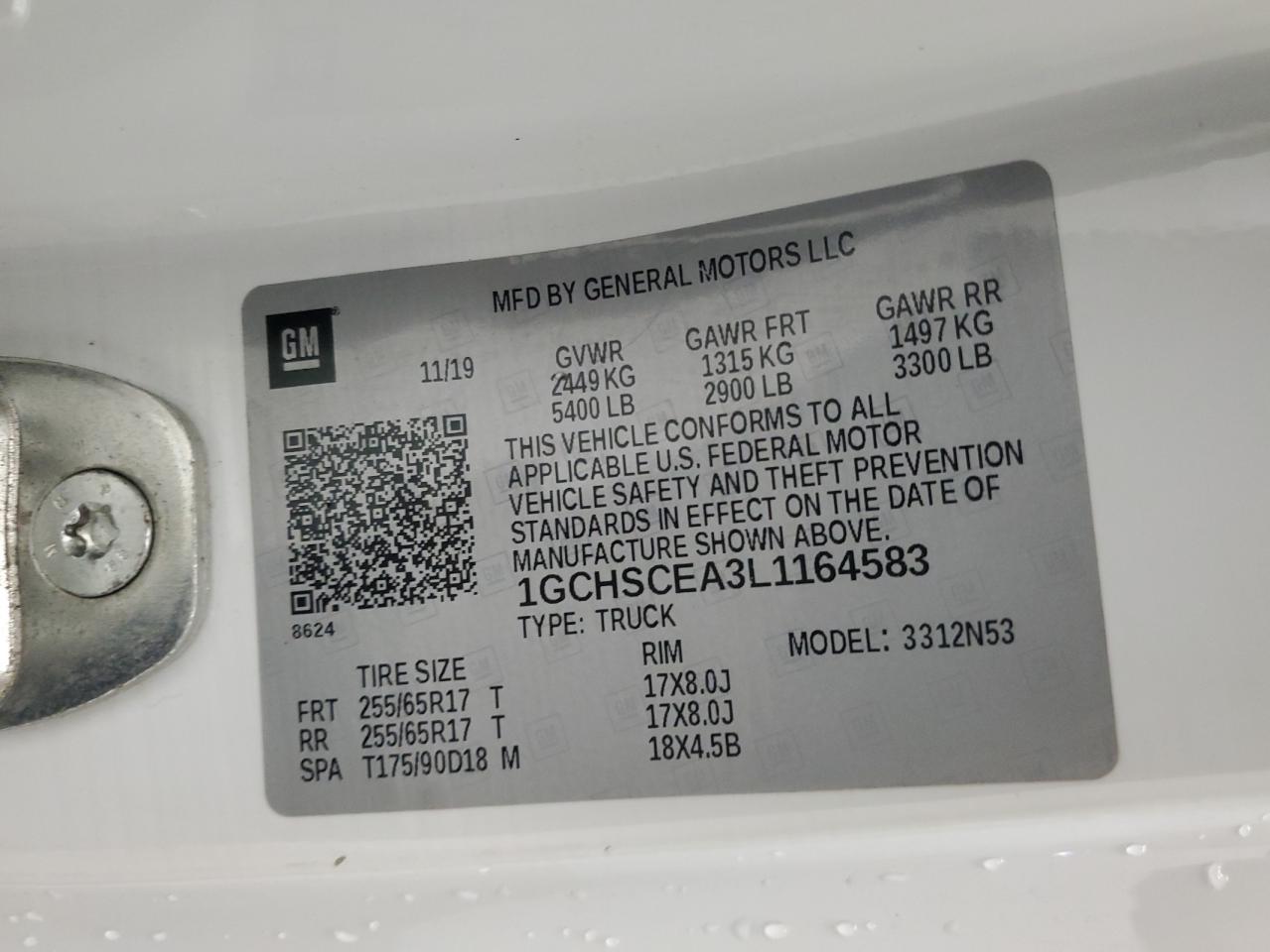 1GCHSCEA3L1164583 2020 Chevrolet Colorado Lt