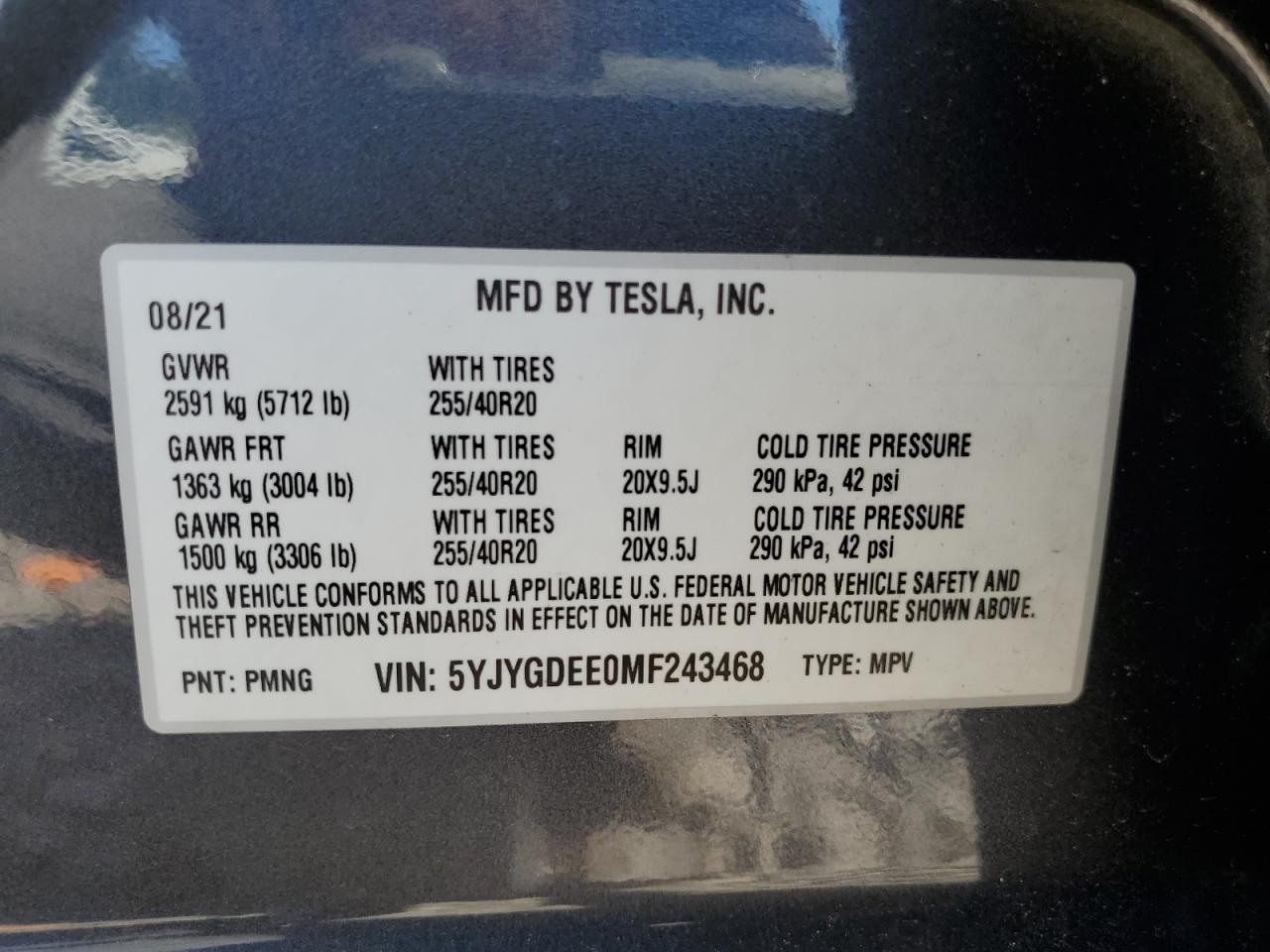 5YJYGDEE0MF243468 2021 TESLA MODEL Y - Image 14