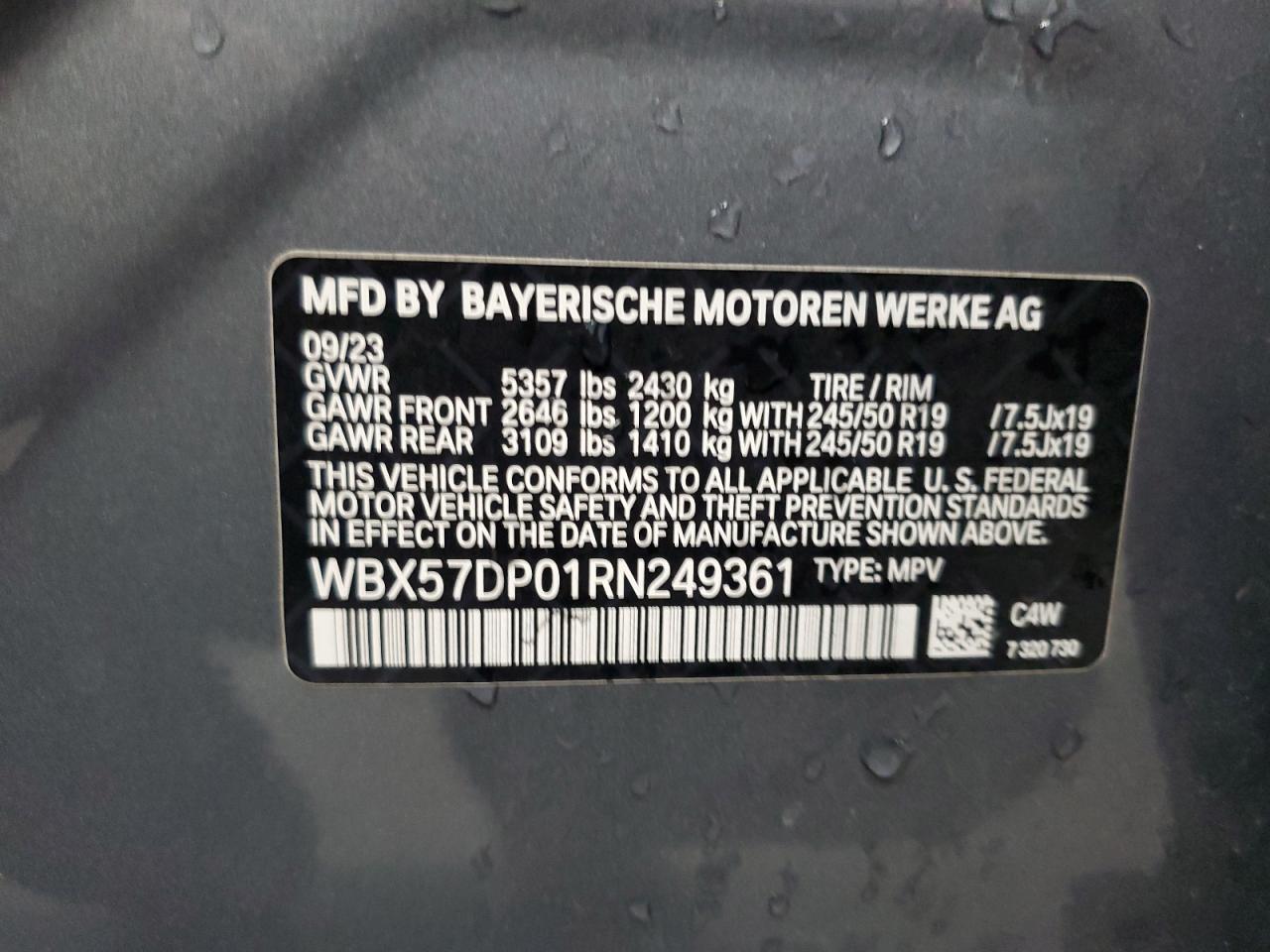 WBX57DP01RN249361 2024 BMW X3 xDrive30I