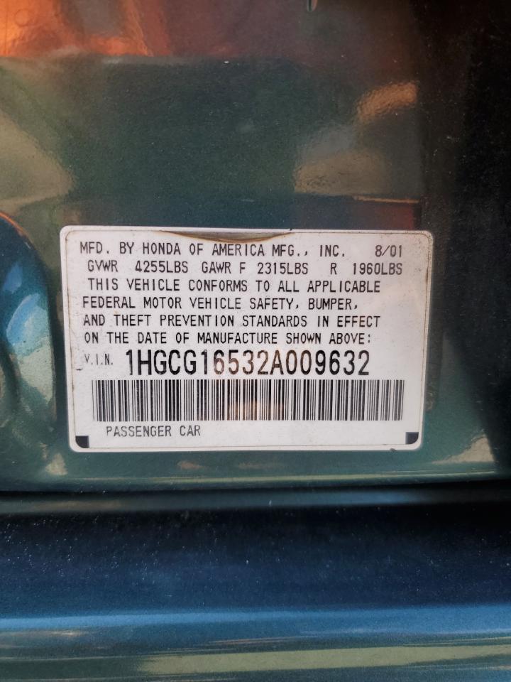 1HGCG16532A009632 2002 Honda Accord Ex