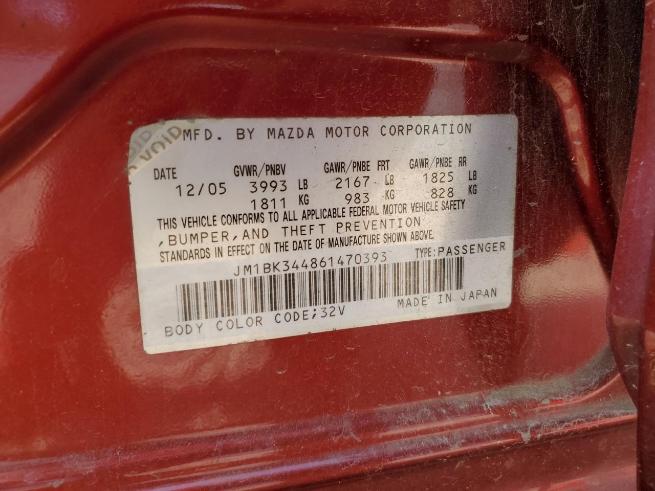 JM1BK344861470393 2006 Mazda 3 Hatchback