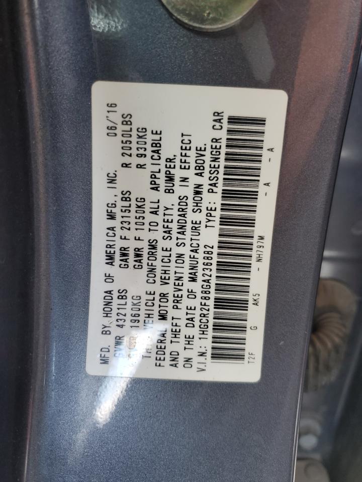 1HGCR2F88GA236882 2016 Honda Accord Exl