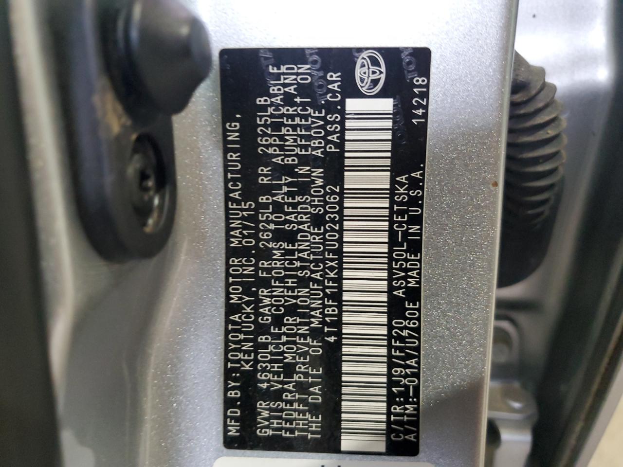 4T1BF1FKXFU023062 2015 Toyota Camry Le