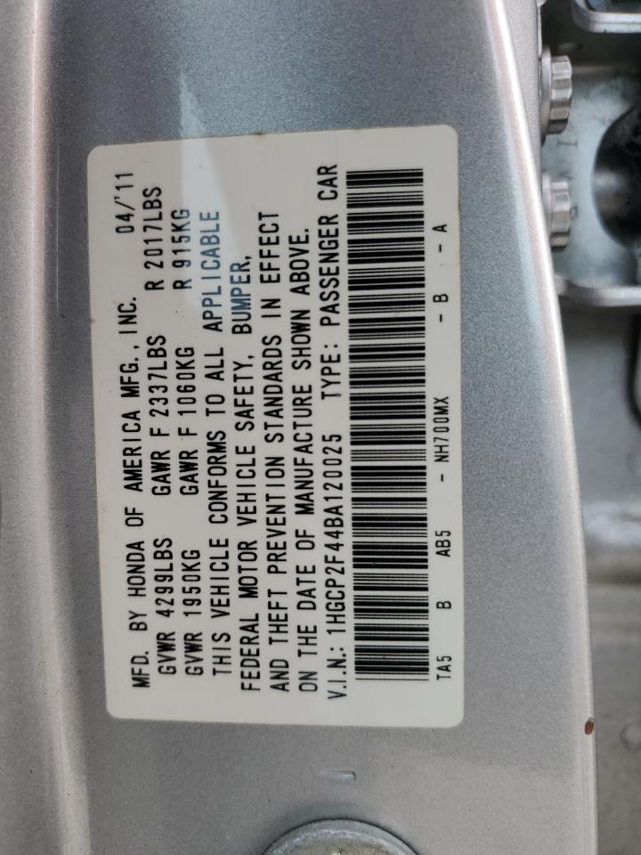 1HGCP2F44BA120025 2011 Honda Accord Lxp