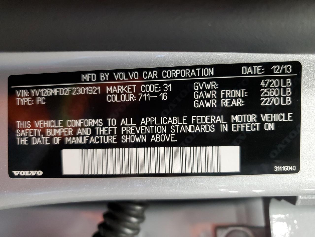 YV126MFD2F2301921 2015 Volvo S60 Platinum