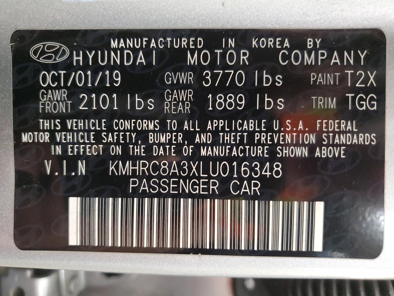 KMHRC8A3XLU016348 2020 Hyundai Venue Sel