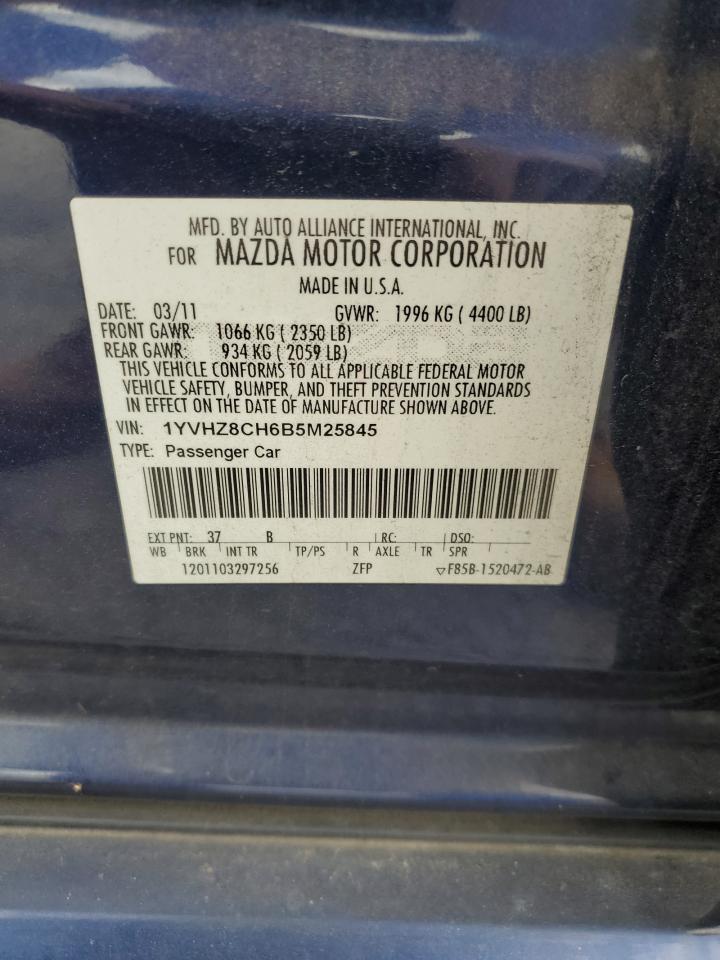 1YVHZ8CH6B5M25845 2011 Mazda 6 I