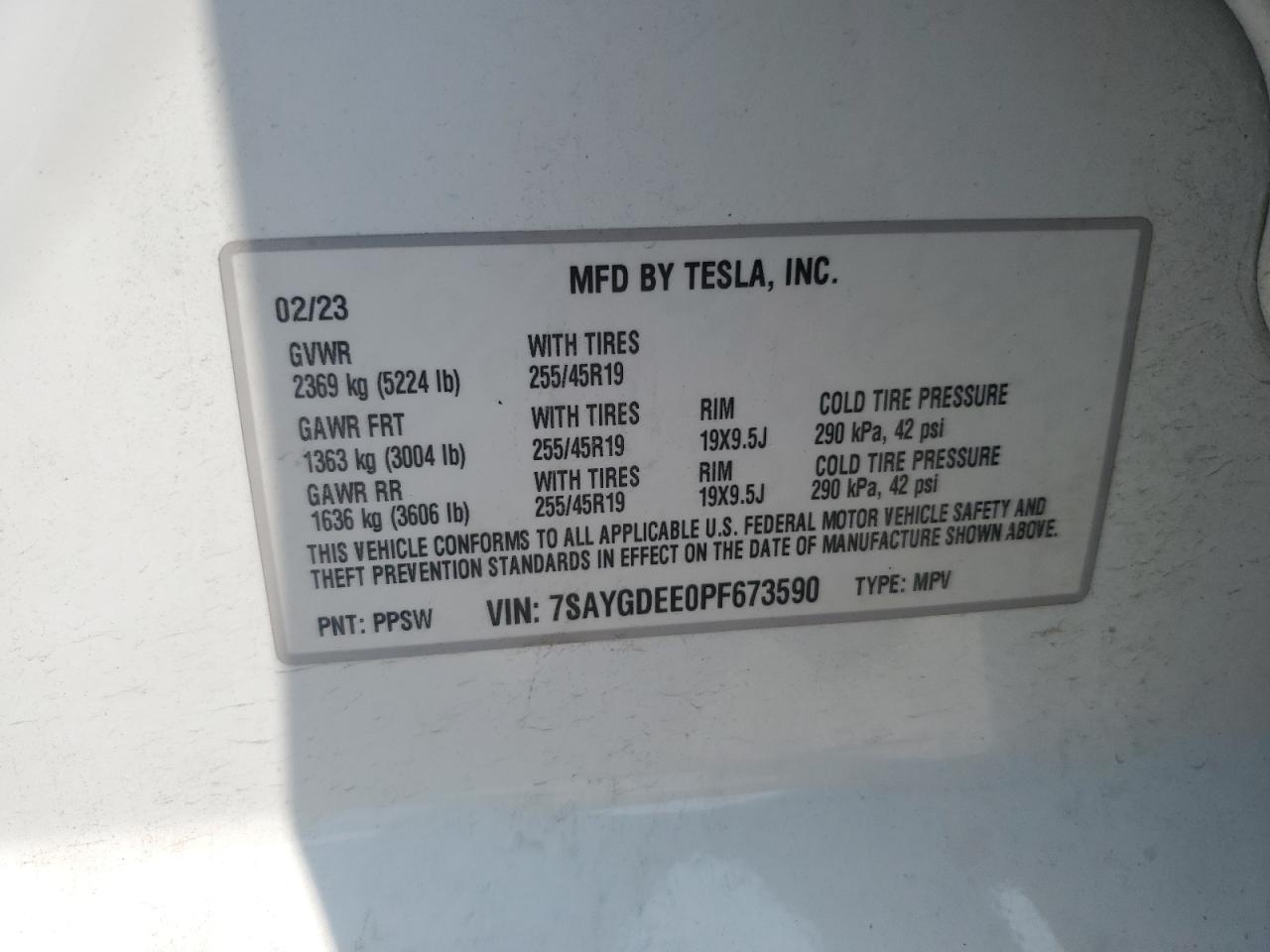 7SAYGDEE0PF673590 2023 Tesla Model Y