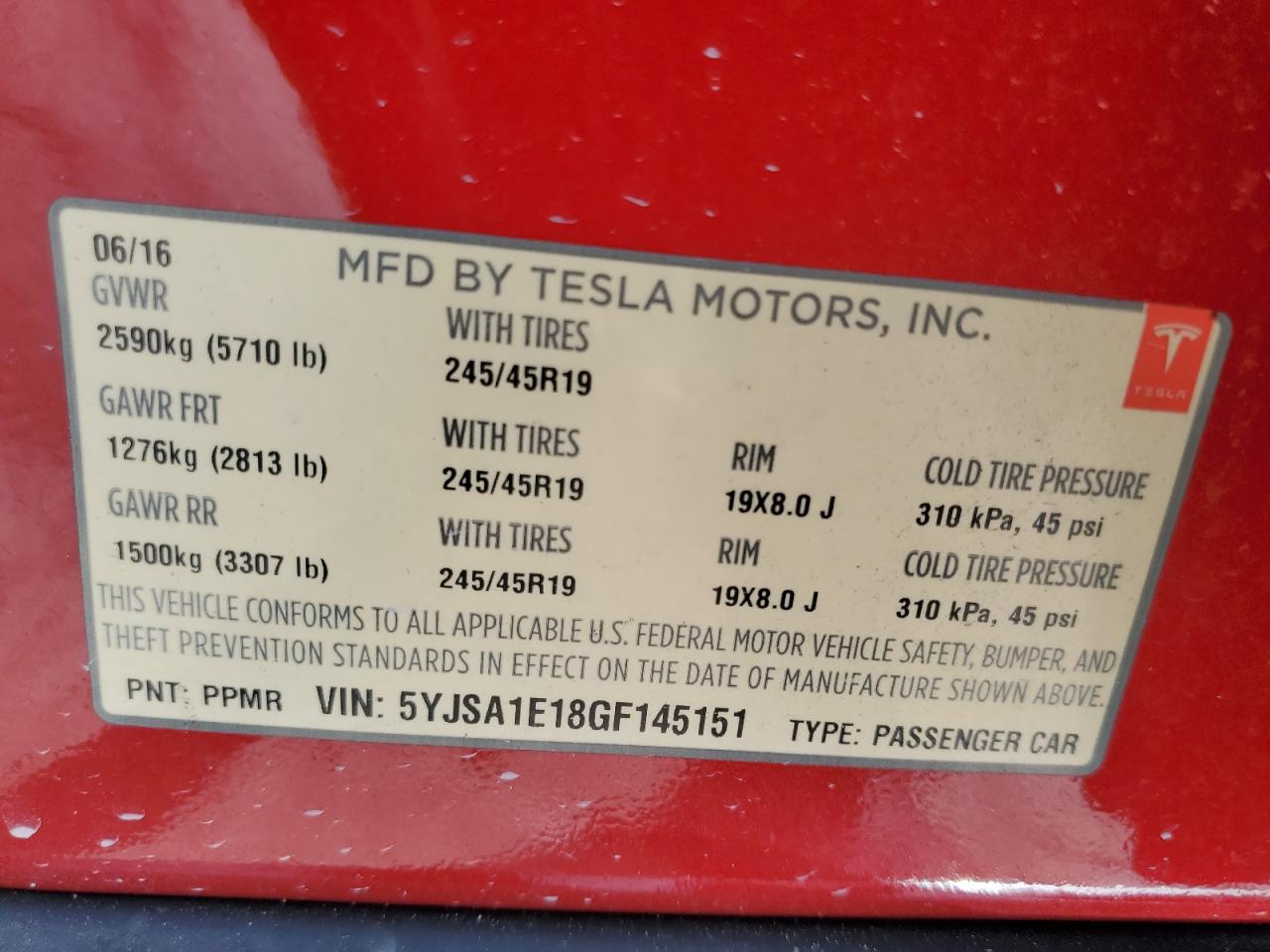 5YJSA1E18GF145151 2016 Tesla Model S