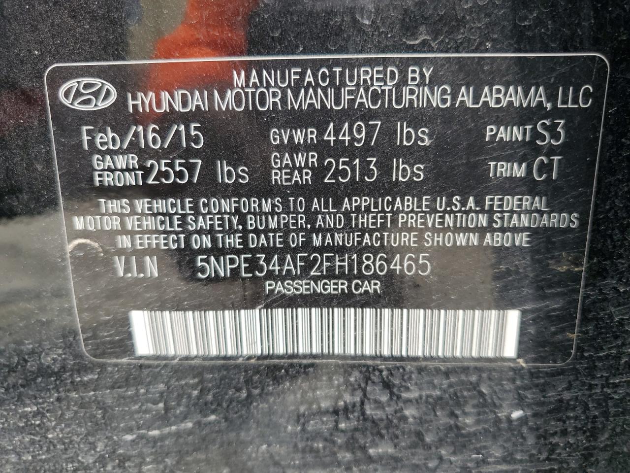 5NPE34AF2FH186465 2015 Hyundai Sonata Sport