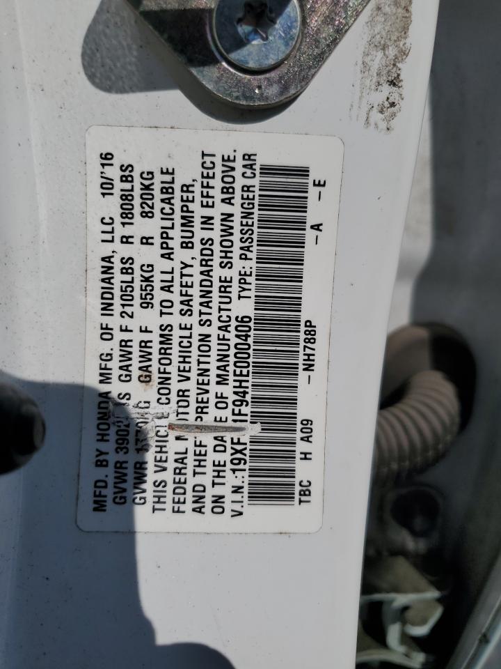 19XFC1F94HE000406 2017 Honda Civic Touring 19XFC1F94HE000406 2017 Honda Civic Touring