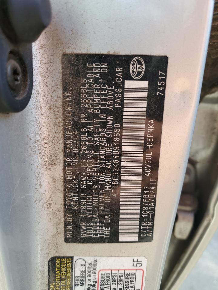 4T1BE32K84U918650 2004 Toyota Camry Le