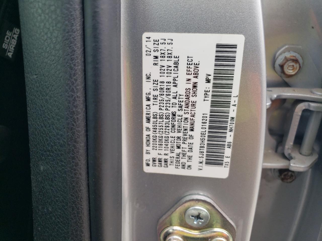 5J8TB3H50EL016201 2014 Acura Rdx Technology