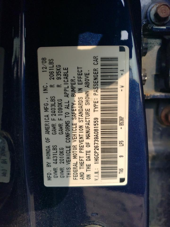 1HGCP26739A081559 2009 Honda Accord Ex