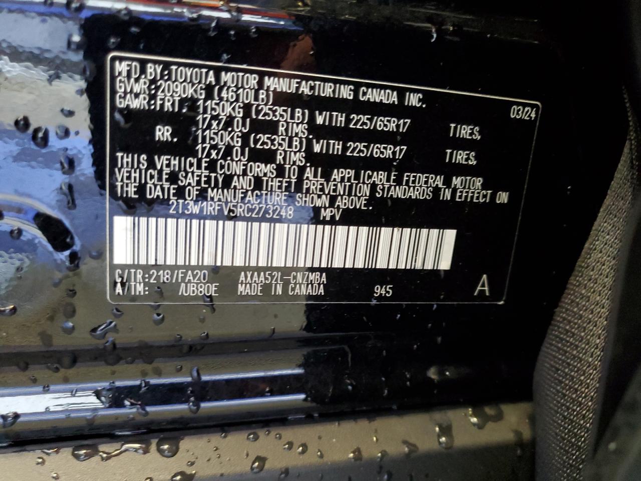 2T3W1RFV5RC273248 2024 Toyota Rav4 Xle