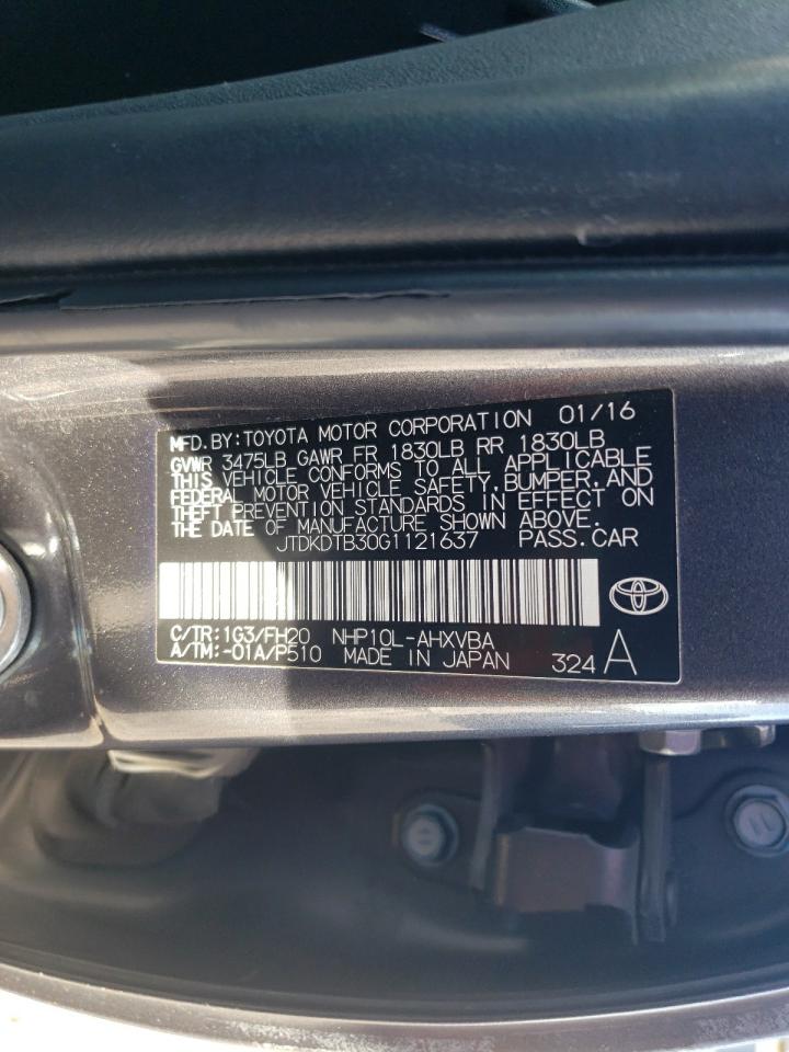 VIN JTDKDTB30G1121637 2016 TOYOTA PRIUS no.12