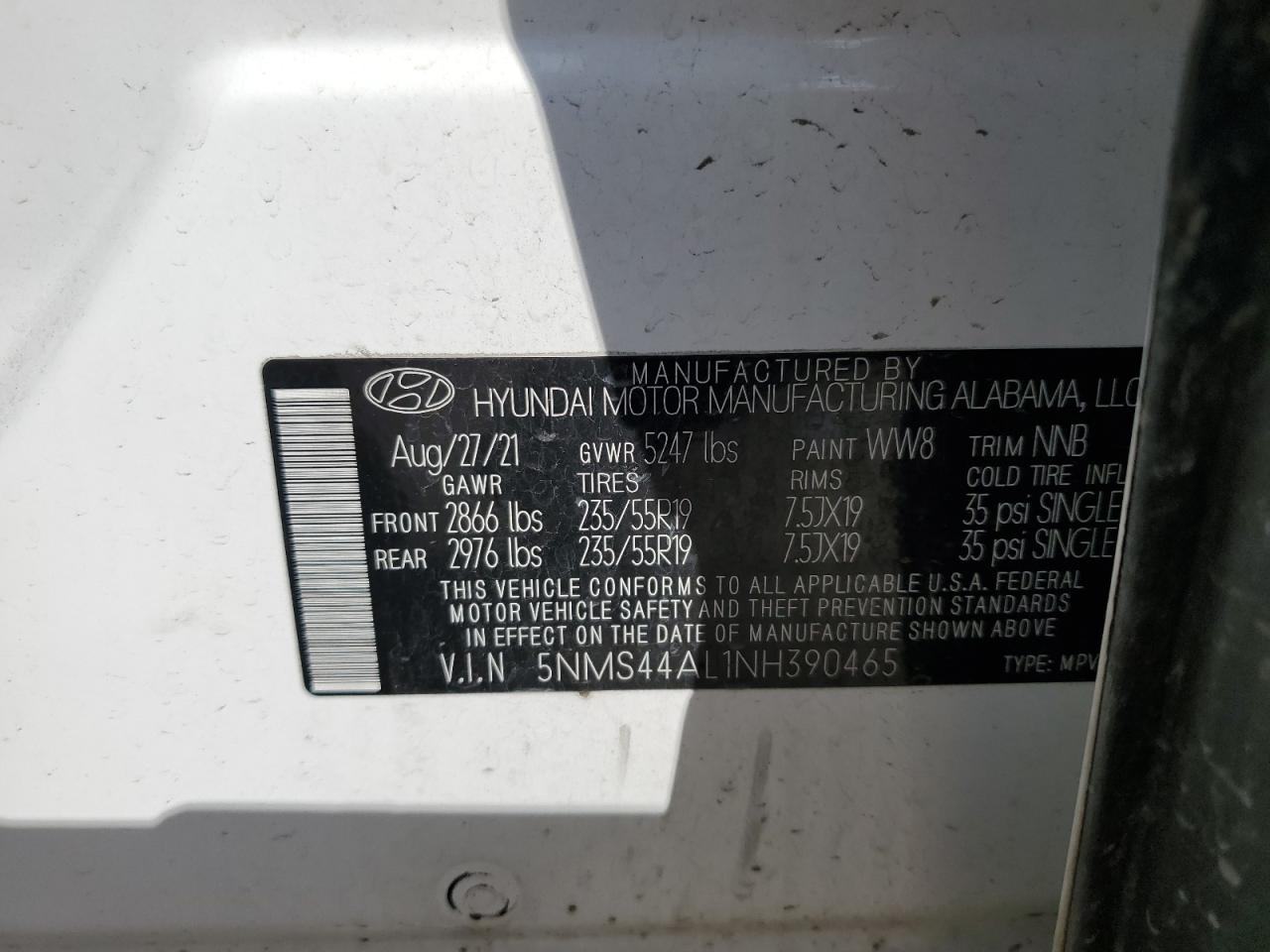 2022 Hyundai Santa Fe Limited VIN: 5NMS44AL1NH390465 Lot: 73129184