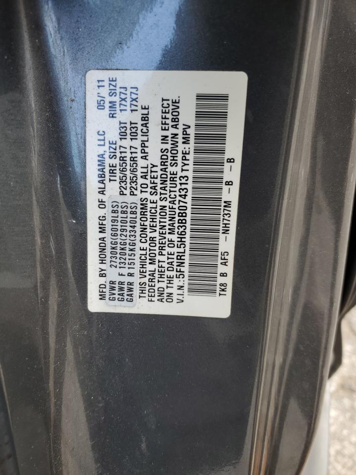 2011 Honda Odyssey Exl VIN: 5FNRL5H63BB074313 Lot: 71368074