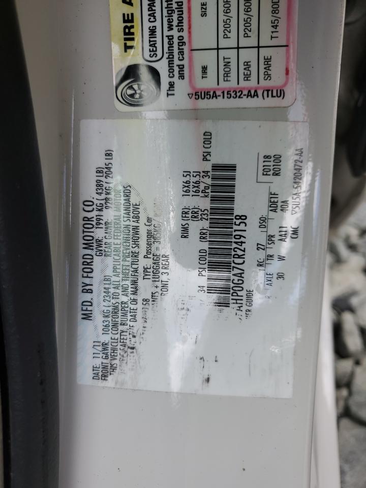 3FAHP0GA7CR249158 2012 Ford Fusion S