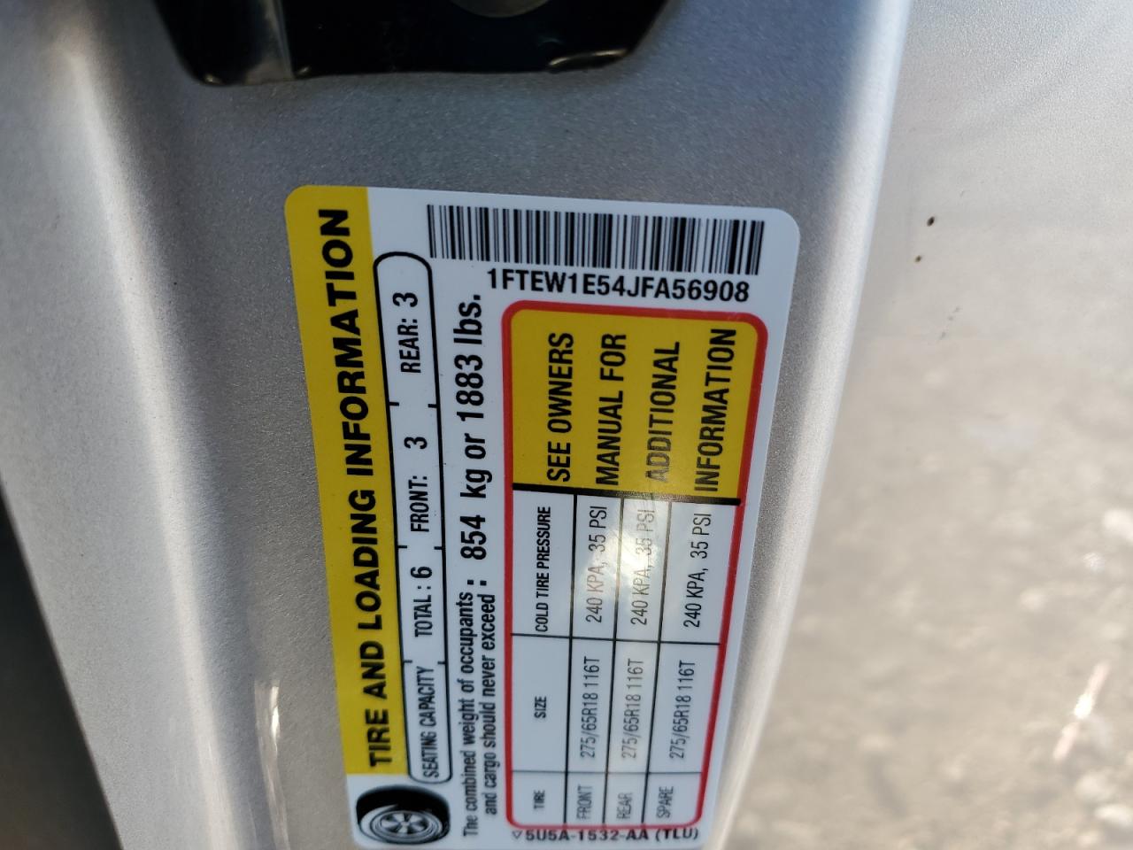 1FTEW1E54JFA56908 2018 Ford F150 Supercrew
