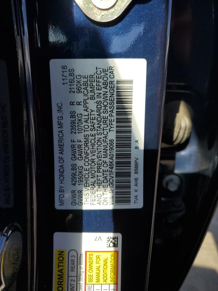 1HGCV1F46KA019066 2019 Honda Accord Ex