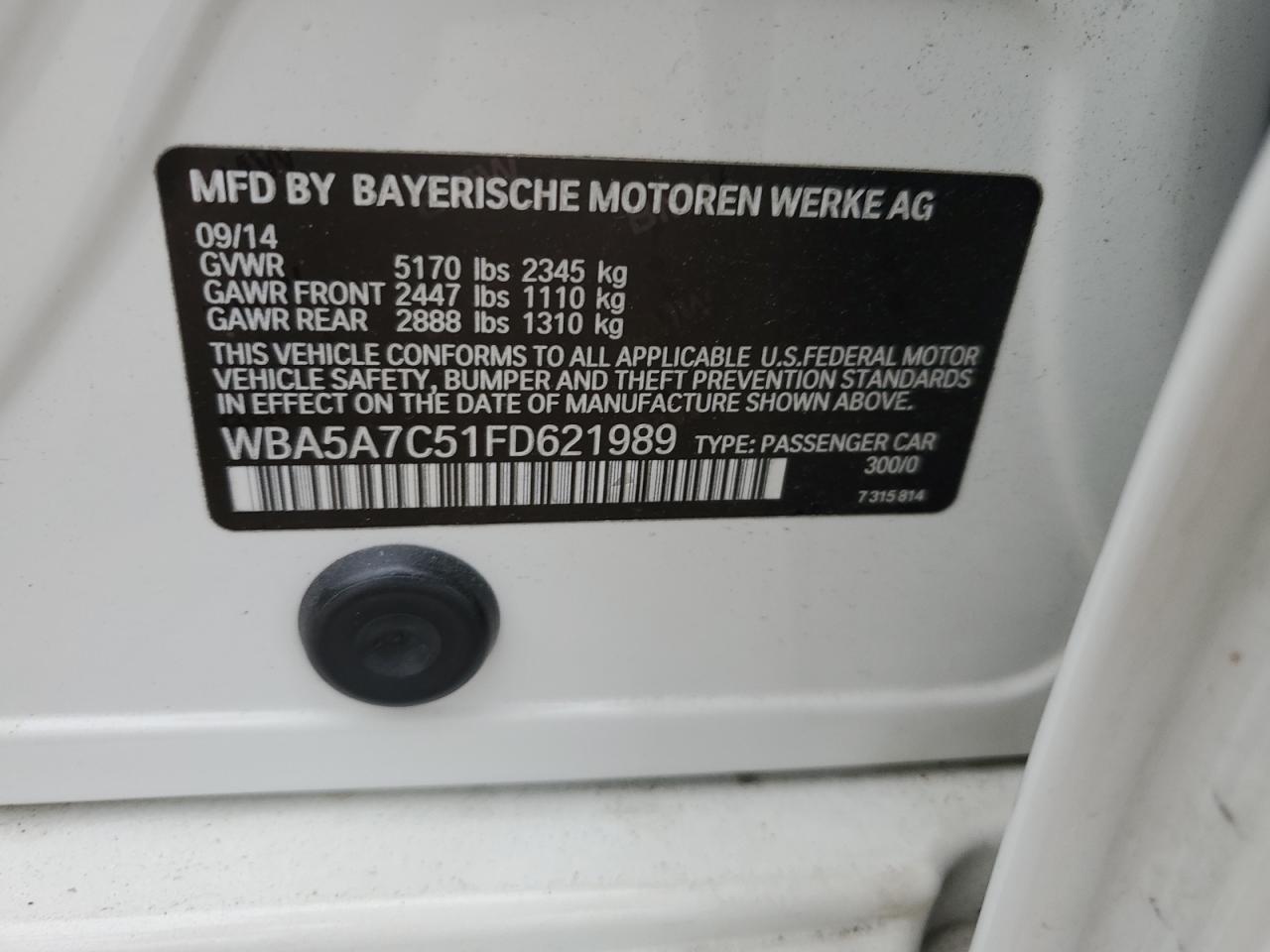 WBA5A7C51FD621989 2015 BMW 528 Xi