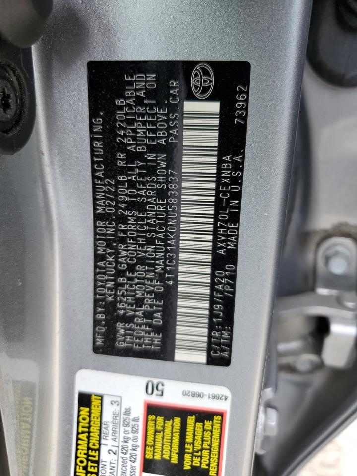 4T1C31AK0NU583837 2022 Toyota Camry Le