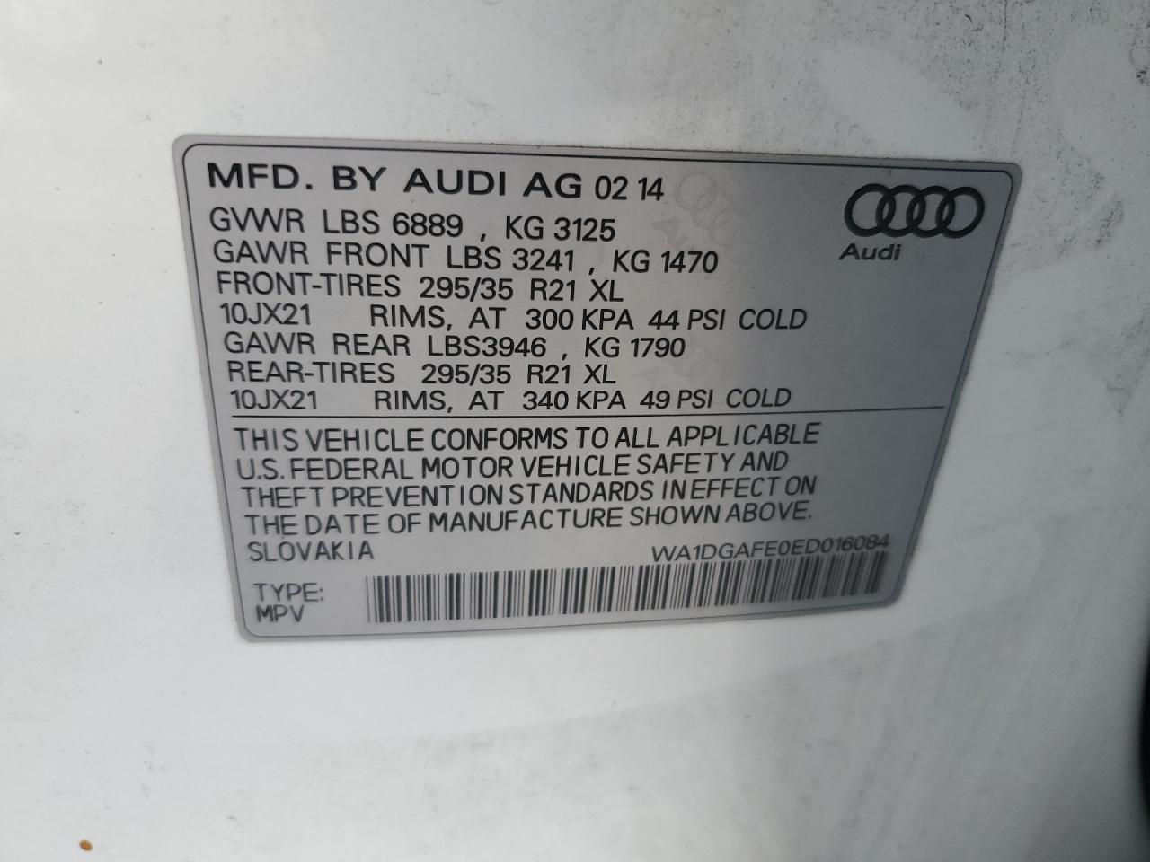 WA1DGAFE0ED016084 2014 Audi Q7 Prestige