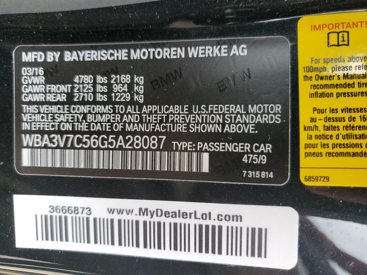 WBA3V7C56G5A28087 2016 BMW 428 I Sulev