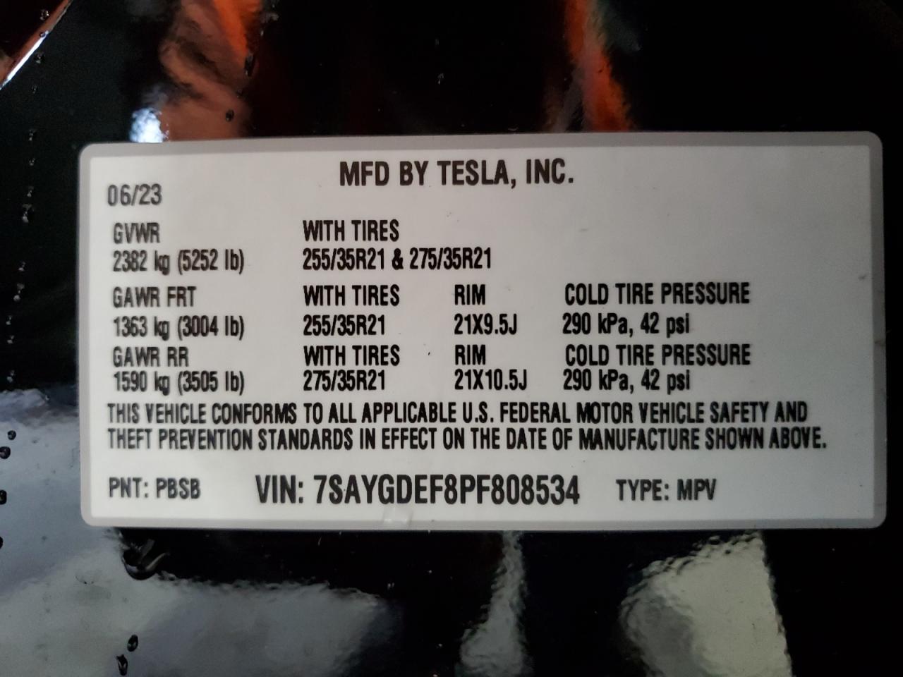 7SAYGDEF8PF808534 2023 Tesla Model Y